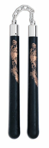 nunchaku da allenamento gomma piena nera con catena 