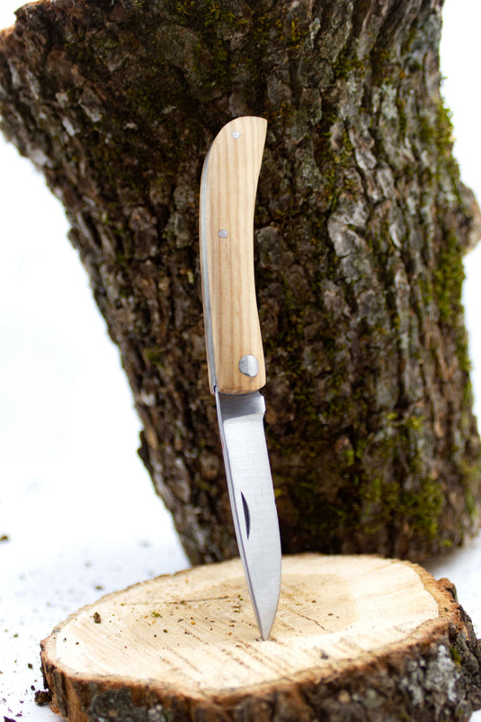 coltello chiudibile manico legno chiaro lama cm 7 