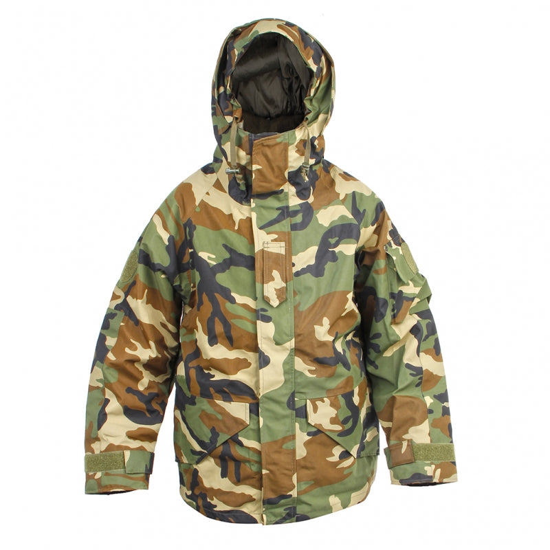 Load image into Gallery viewer, ECWCS PARKA IMPERMEABILE E TRASPIRANTE CON IMBOTTITURA INTERNA IN PILE STACCABILE COLORAZIONE WOODLAND AMERICANO 
