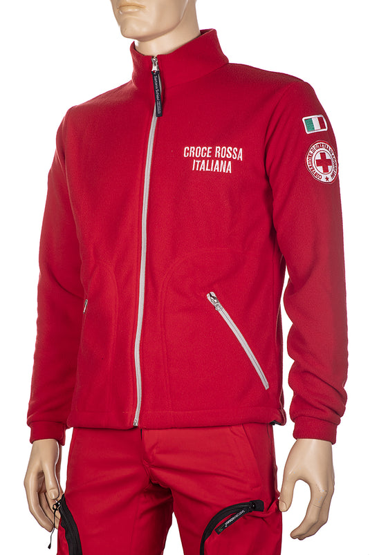 GIACCA IN PILE ANTIPILLING ZIP LUNGA CROCE ROSSA ITALIANA NUOVO CAPITOLATO 