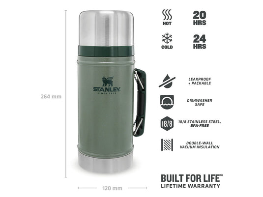 Stanley CLASSIC LEGENDARY FOOD JAR 1.0qt /940ml Hammertone Green 
