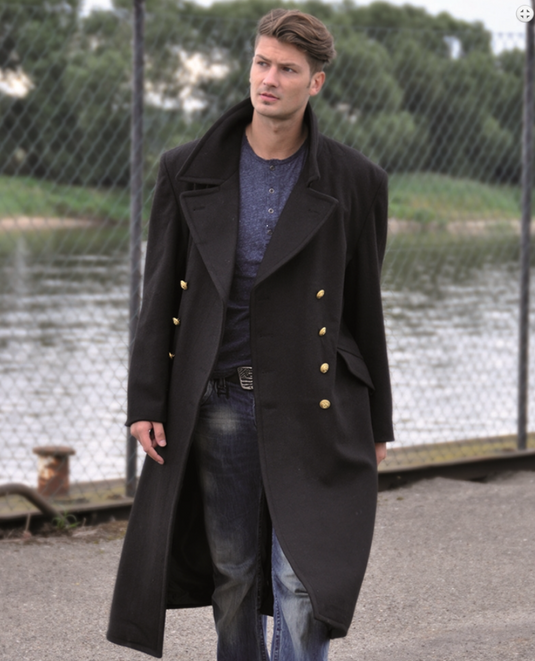 Cappotto doppio petto in panno marina blu 
