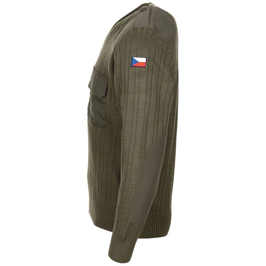 maglione in lana scollo v originale esercito nuovo verde oliva 