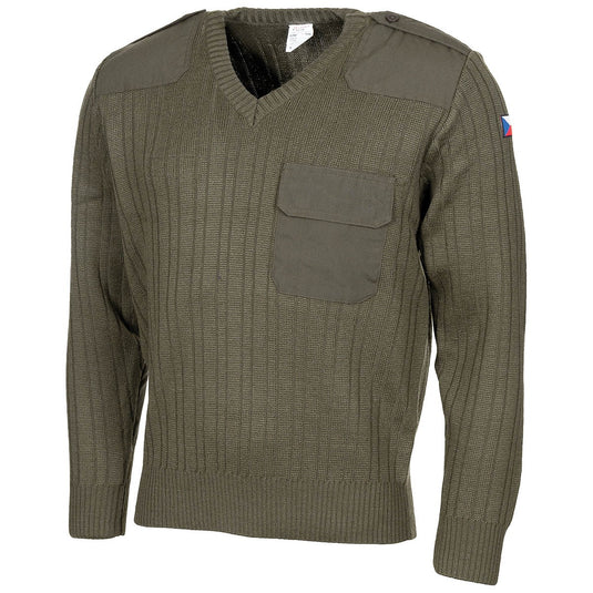 maglione in lana scollo v originale esercito nuovo verde oliva 