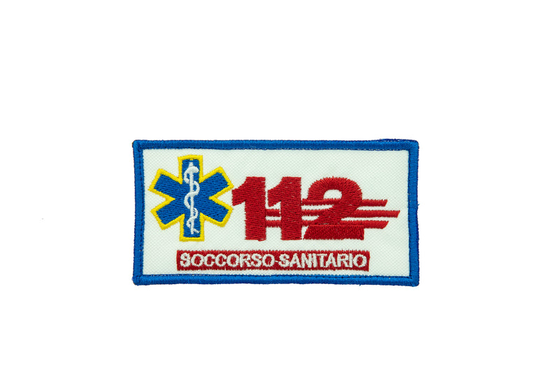 Load image into Gallery viewer, patch ricamata rettangolare 112 soccorso sanitario 
