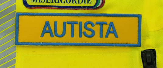 qualifiche ricamate misericordie giallo ciano AUTISTA 
