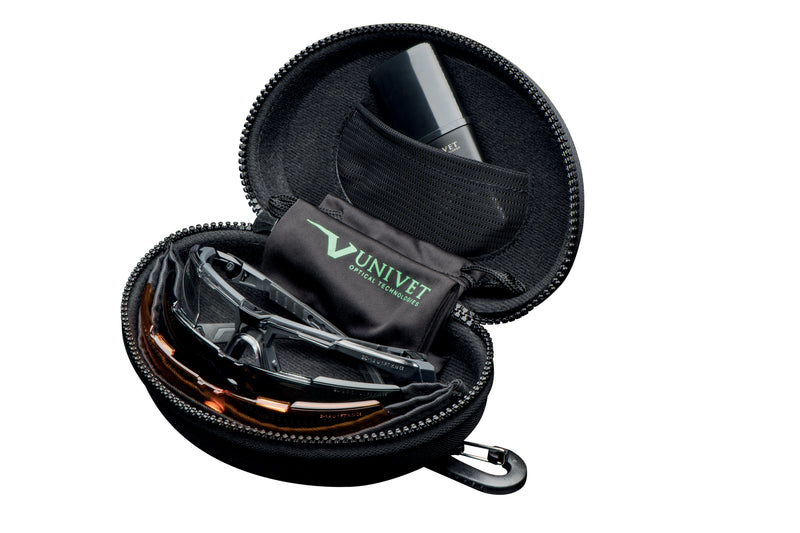 Carica immagine in Galleria Viewer, UNIVET BALLISTIC mod.5x1 kit occhiale balistico nero in policarbonato as/af con lenti intercambiabili: clear + g15 + arancio 
