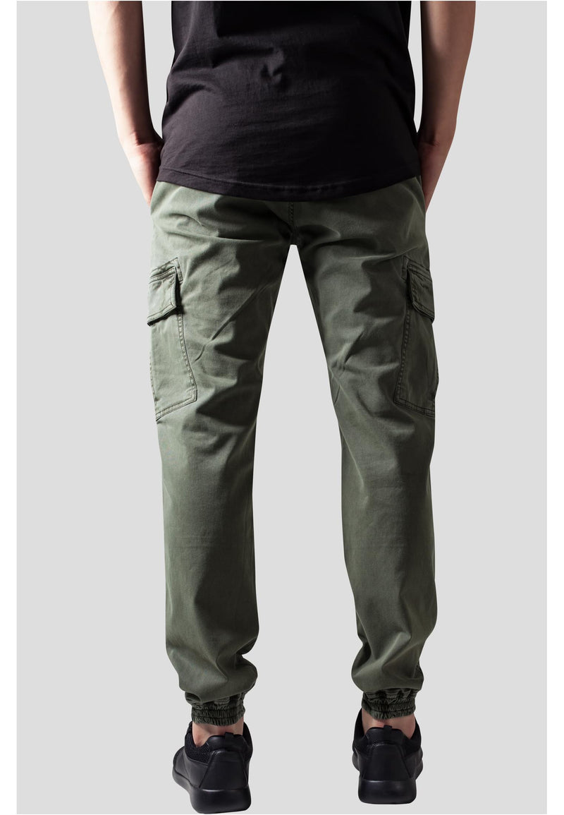 Carica immagine in Galleria Viewer, Cargo washed jogging twill pants Verde Oliva 
