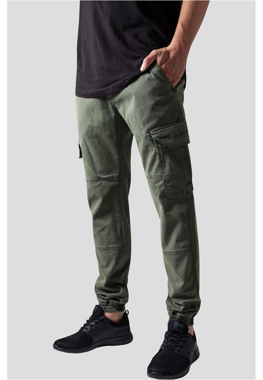 Cargo washed jogging twill pants Verde Oliva 