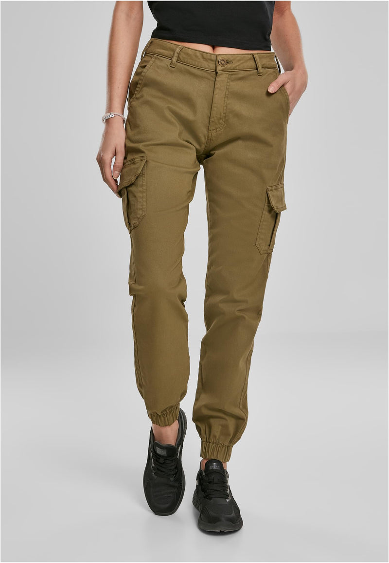 Load image into Gallery viewer, Pantaloni cargo da donna a vita alta VERDE 
