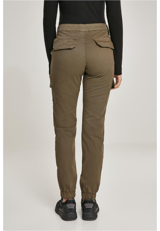 Pantaloni cargo da donna a vita alta VERDE MILITARE 