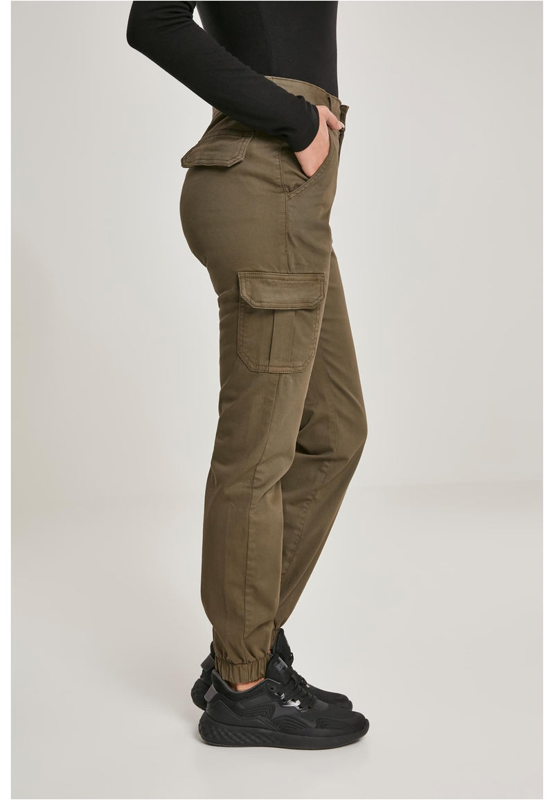 Carica immagine in Galleria Viewer, Pantaloni cargo da donna a vita alta VERDE MILITARE 
