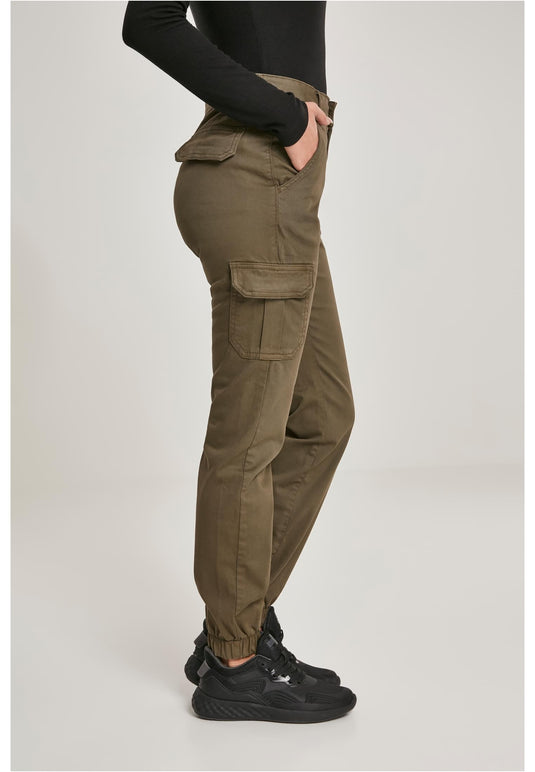 Pantaloni cargo da donna a vita alta VERDE MILITARE 
