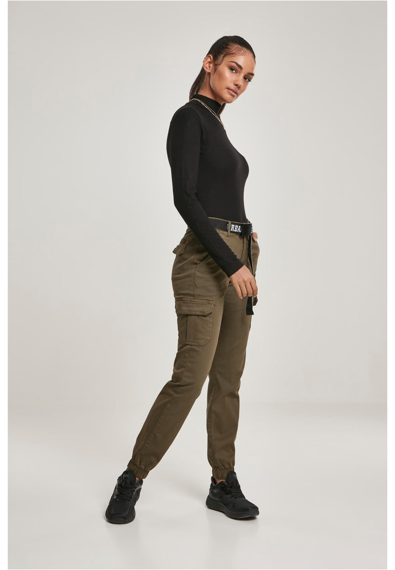 Carica immagine in Galleria Viewer, Pantaloni cargo da donna a vita alta VERDE MILITARE 
