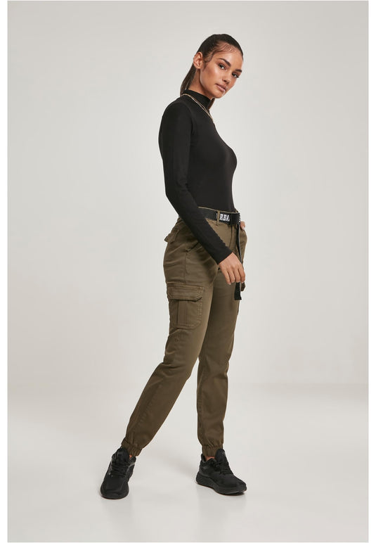 Pantaloni cargo da donna a vita alta VERDE MILITARE 