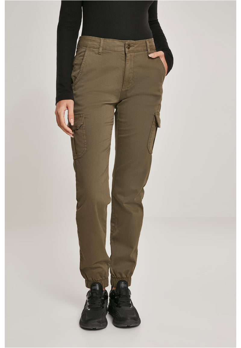 Carica immagine in Galleria Viewer, Pantaloni cargo da donna a vita alta VERDE MILITARE 
