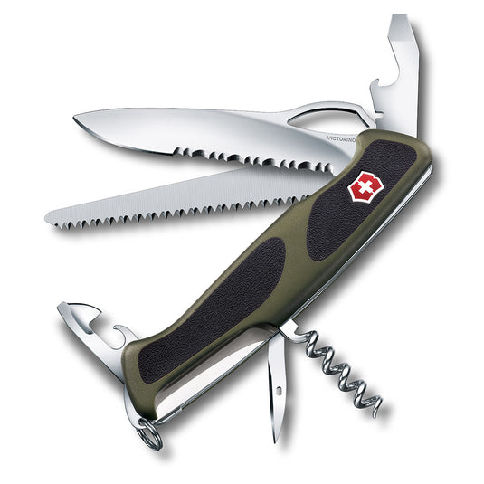 victorinox - multiuso 130mm - delemont rangergrip 179 green con guancette antiscivolo 