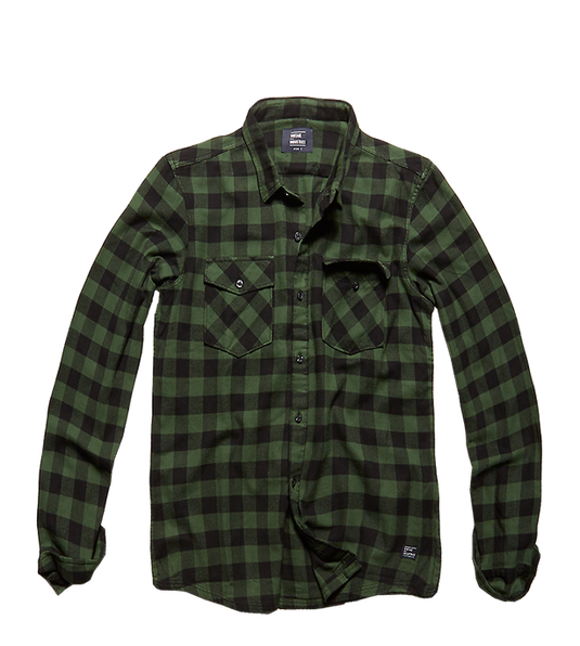 harley shirt camicia uomo in cotone flanellato leggero a scacchi verde/nero 