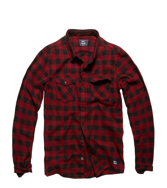 harley shirt camicia uomo in cotone flanellato leggero a scacchi rosso/nero 