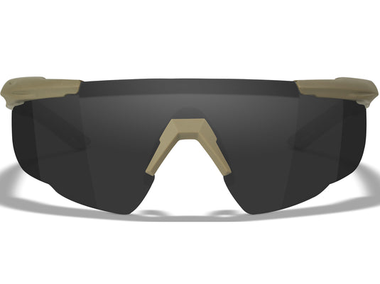 Saber Advanced occhiali tattici a protezione balistica set 3 lenti trasparente + grey + light rust montatura COYOTE TAN 