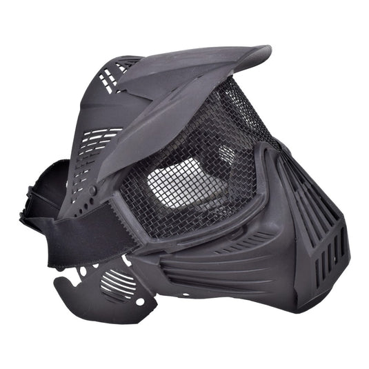 wosport maschera con rete metallica nera (c007b) 