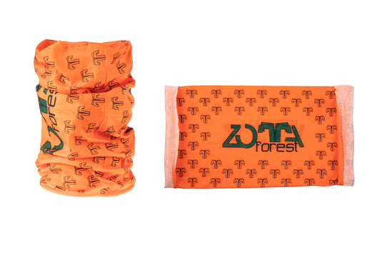 neck warmer elasticizzato arancione scritte nere 