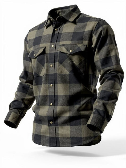 GARDENA man shirt scacchi Neri e Verdi 