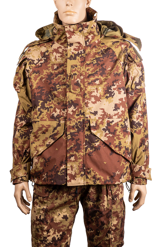 parka militare doppio cappuccio impermeabile e traspirante con interno in pile staccabile 