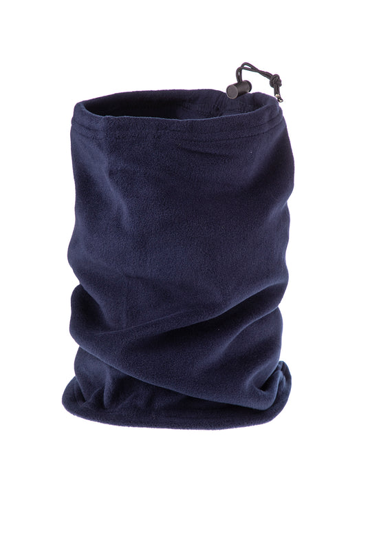 Collare e scaldacollo in formato lungo cilindrico con elastico di regolazione blu navy 