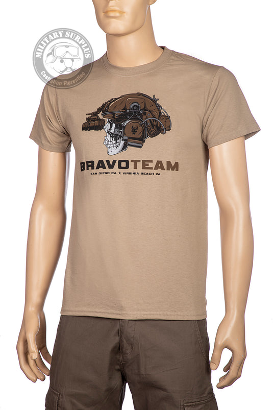 T-shirt stampata fronte retro BRAVO TEAM SKULL TAN 