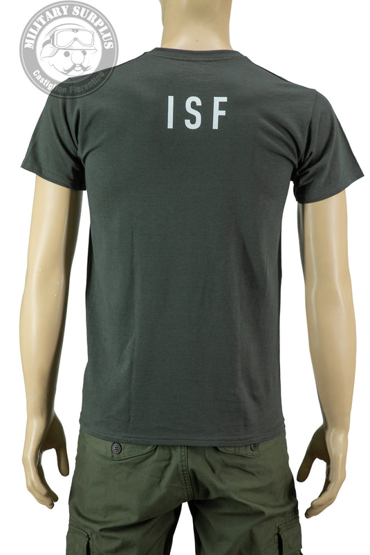 T-shirt military style stampata fronte retro ITALIAN SPECIAL FORCES GRIGIO ANTRACITE CON TRICOLORE 