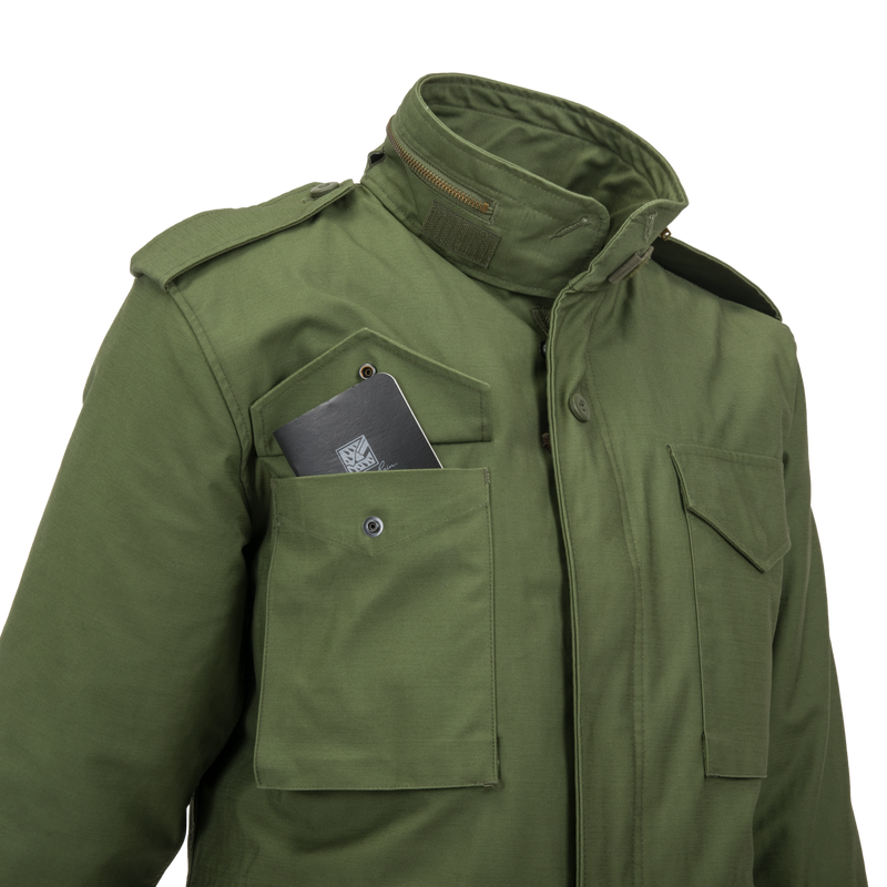 Load image into Gallery viewer, GIACCA M65 - NYCO SATIN HELIKON-TEX® colore VERDE OLIVA 
