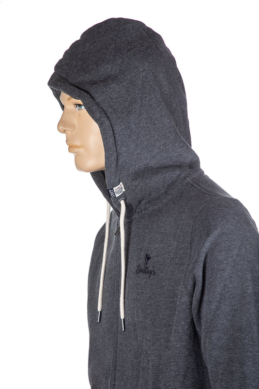 smithy's felpa uomo cappuccio e zip grigio scuro melange 