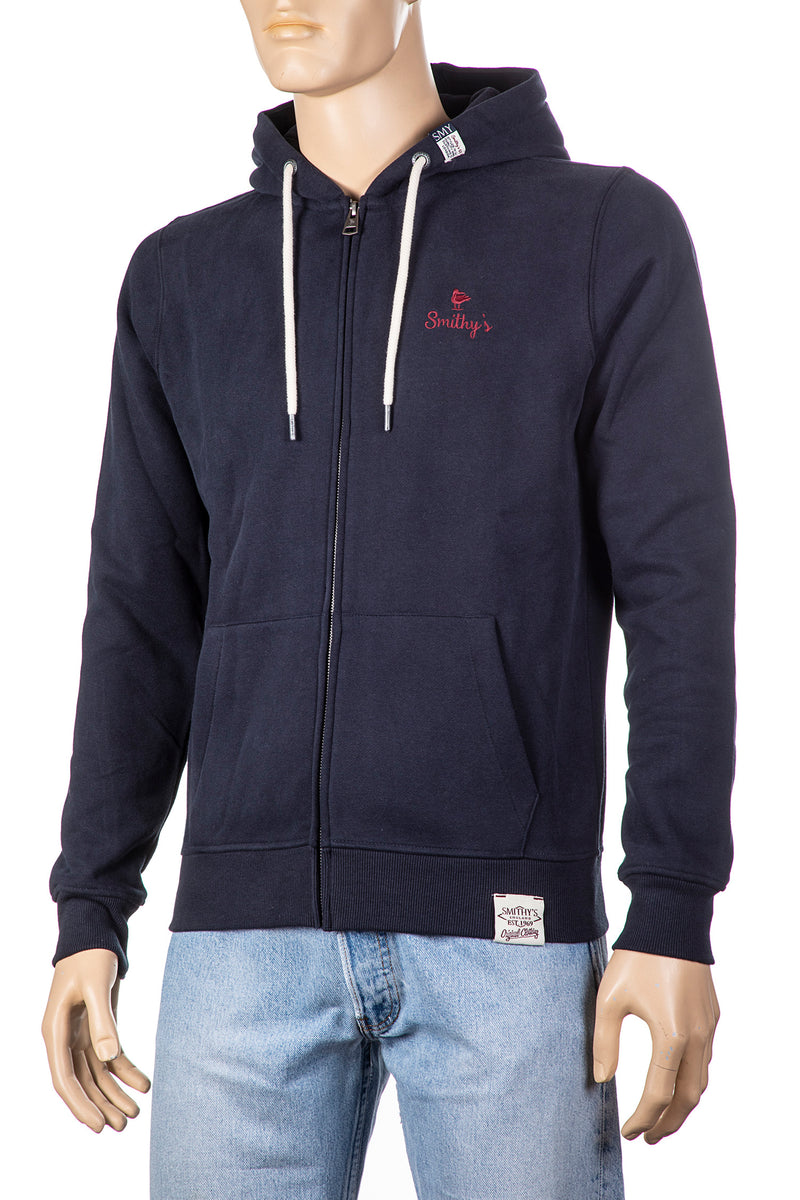 Carica immagine in Galleria Viewer, smithy's felpa uomo cappuccio e zip navy blu 

