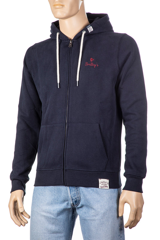 smithy's felpa uomo cappuccio e zip navy blu 