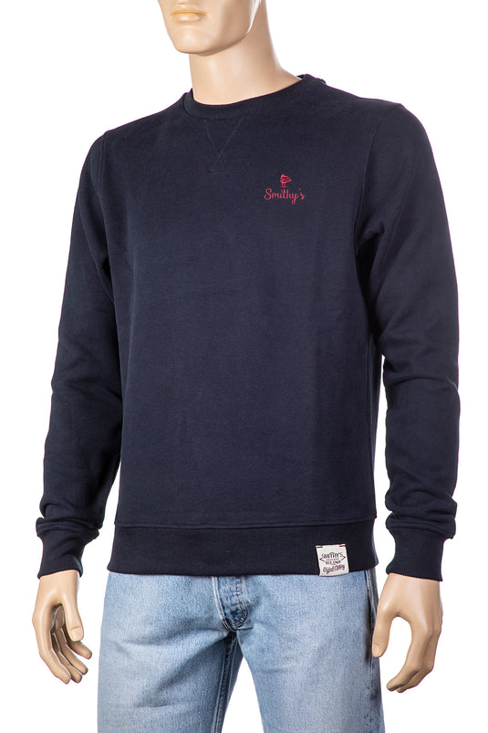 smithy's felpa uomo girocollo con ricamo colore blu navy 