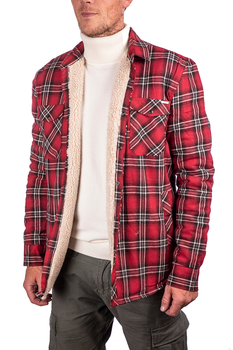 Carica immagine in Galleria Viewer, Smithy's camicia imbottita a quadri uomo rosso e bianco 
