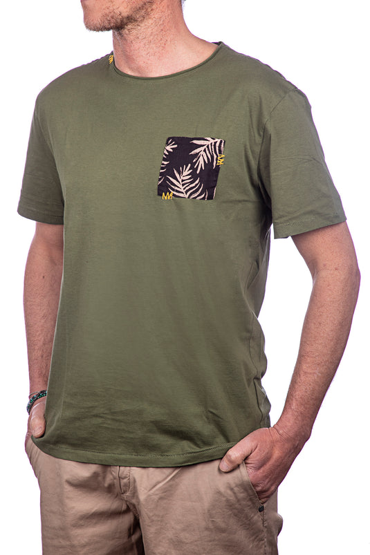 T-shirt uomo Smithy's con taschino in contrasto verde militare 