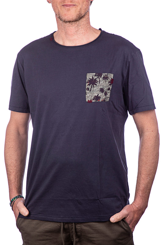 T-shirt uomo Smithy's con taschino in contrasto blu navy 