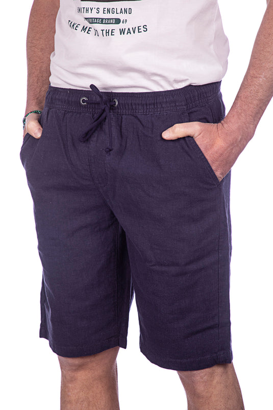 Bermuda uomo Smithy's in fresco lino con elastico Blue Navy 