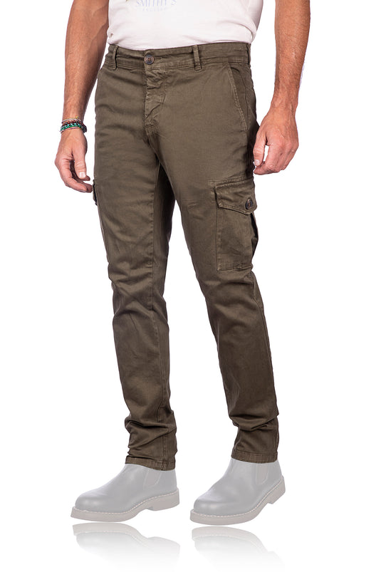 Smithy's pantaloni cargo uomo colore Verde Militare<BR/> 
