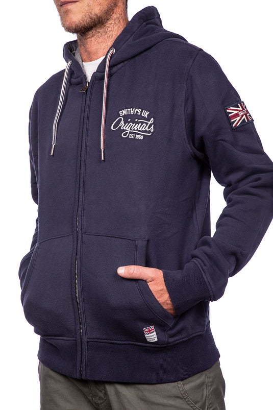 smithy's felpa ricamata zip lunga uomo Navy Blue 
