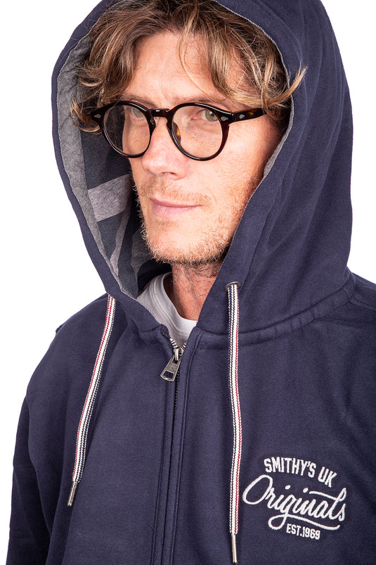 smithy's felpa ricamata zip lunga uomo Navy Blue 