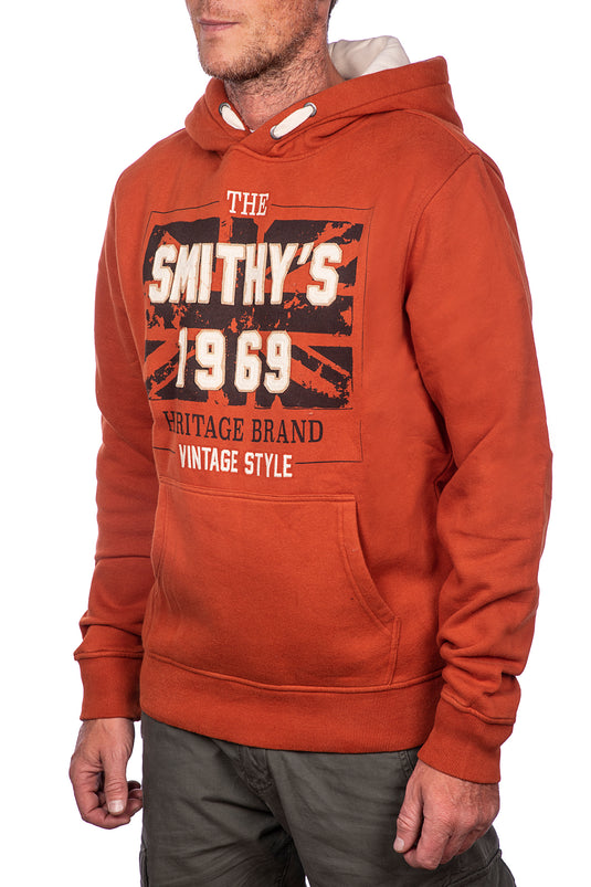 smithy's felpa ricamata zip lunga uomo Ruggine 