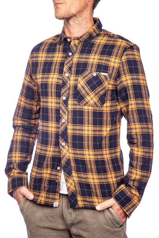 Smithy's camicia uomo flanellata a quadri Senape\Blu 