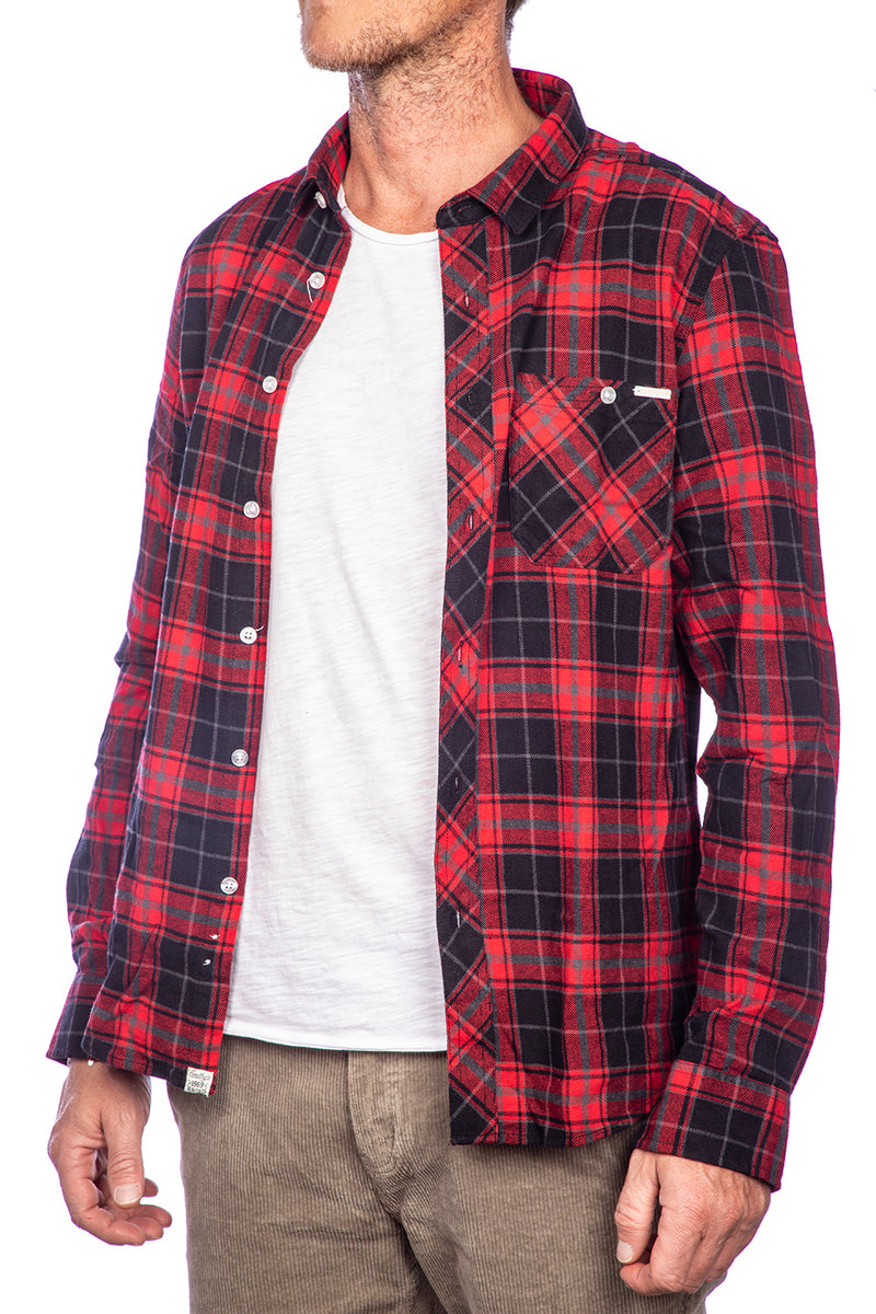 Load image into Gallery viewer, Smithy's camicia uomo flanellata a quadri Rosso\Nero 
