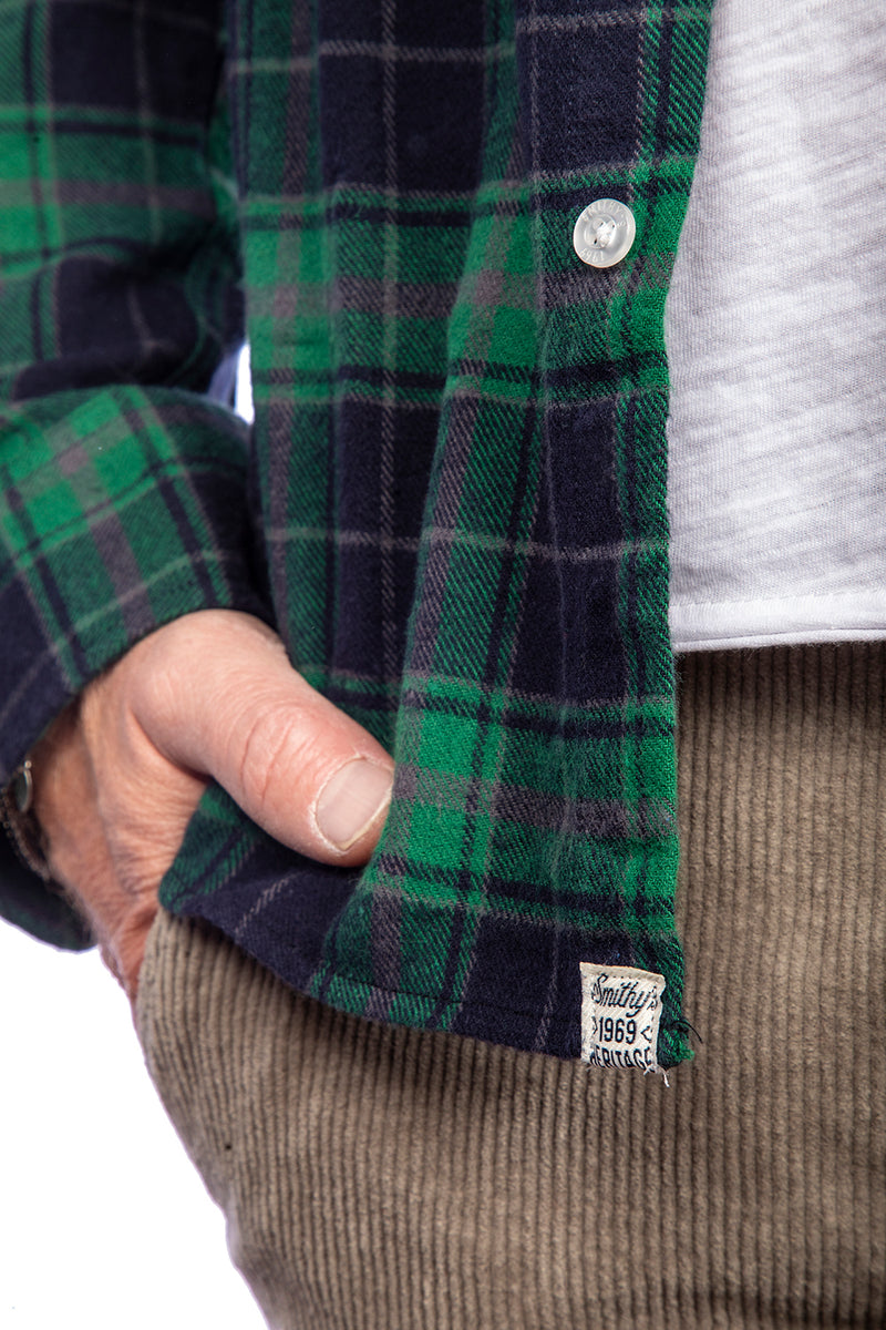 Carica immagine in Galleria Viewer, Smithy's camicia uomo flanellata a quadri Verde\Blu 
