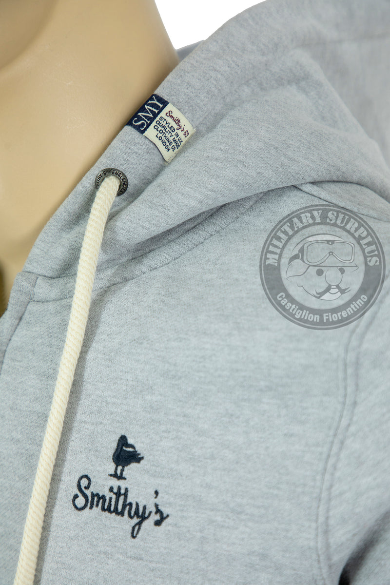 Carica immagine in Galleria Viewer, Smithy's felpa uomo cappuccio e zip grigio melange chiaro 
