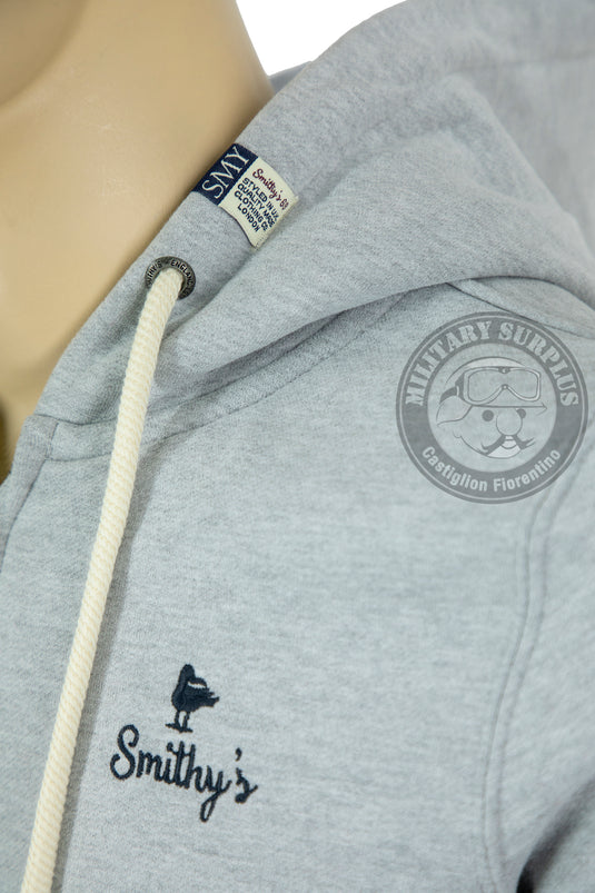 Smithy's felpa uomo cappuccio e zip grigio melange chiaro 