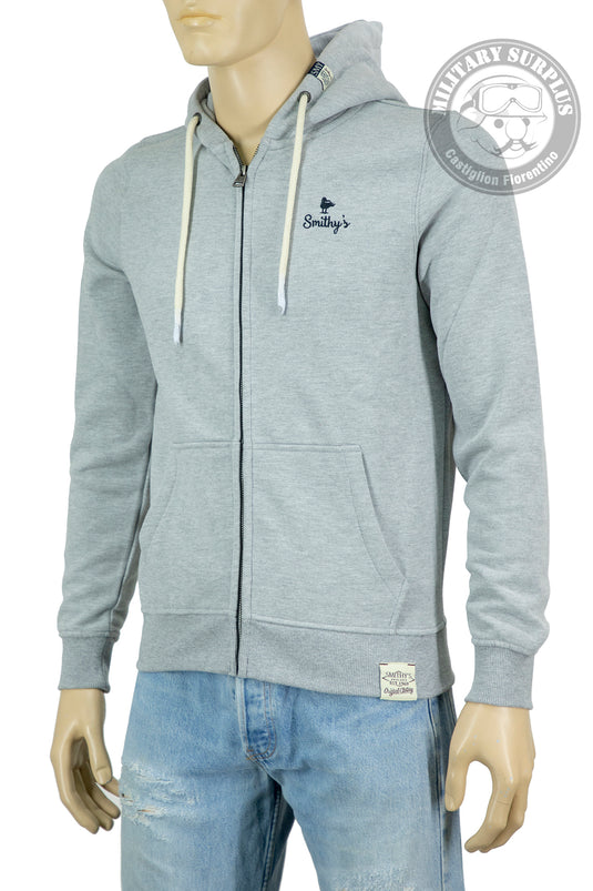 Smithy's felpa uomo cappuccio e zip grigio melange chiaro 